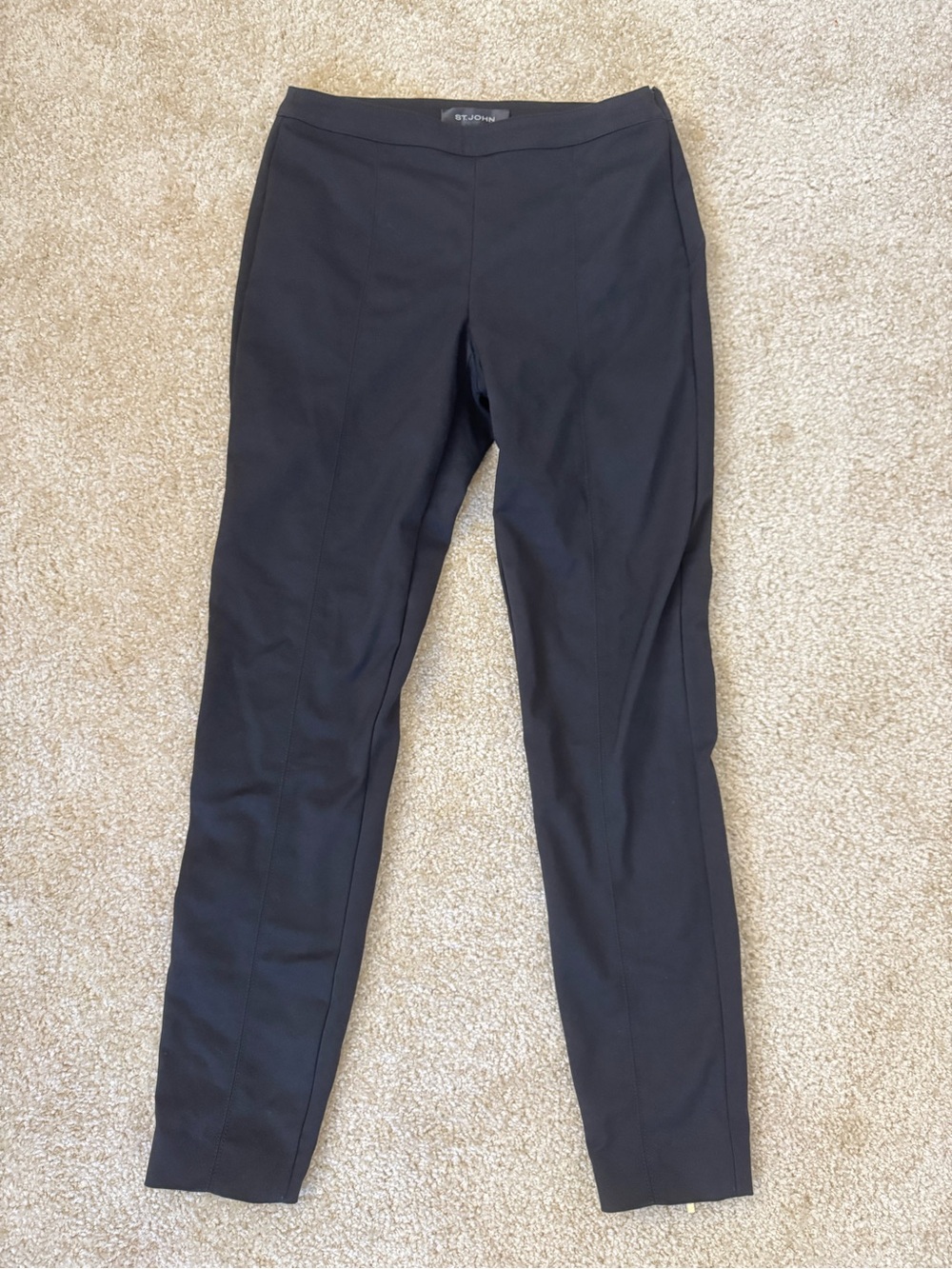St John Black Slim Zipper Ankle Cut Cigarette Pants